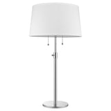 31" Silver Metal Two Light Adjustable Table Lamp With White Empire Shade - Homeroots - Flyclothing LLC