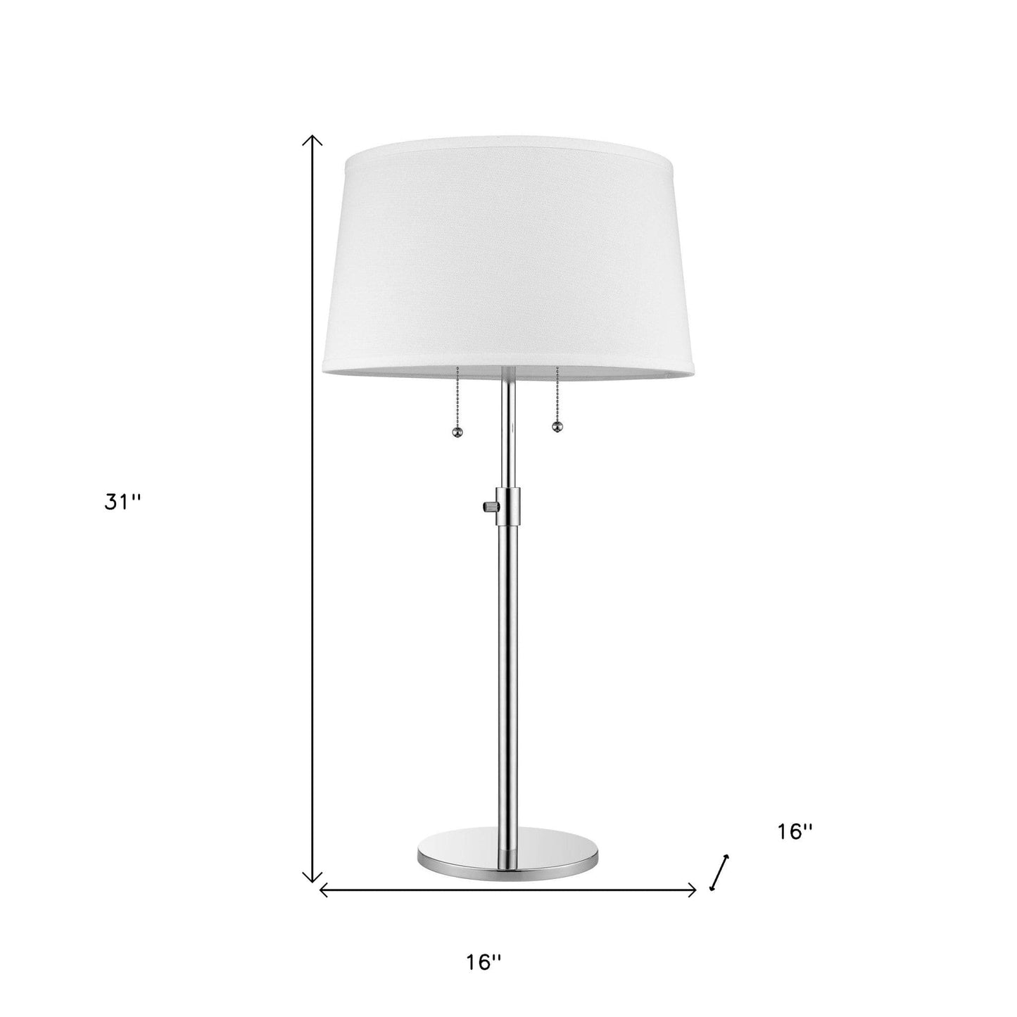 31" Silver Metal Two Light Adjustable Table Lamp With White Empire Shade - Homeroots - Flyclothing LLC