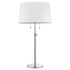 31" Silver Metal Two Light Adjustable Table Lamp With White Empire Shade