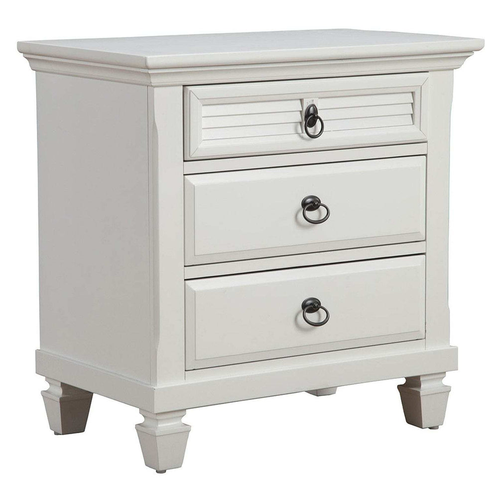 White Plantation 3 Drawer Nightstand - Homeroots