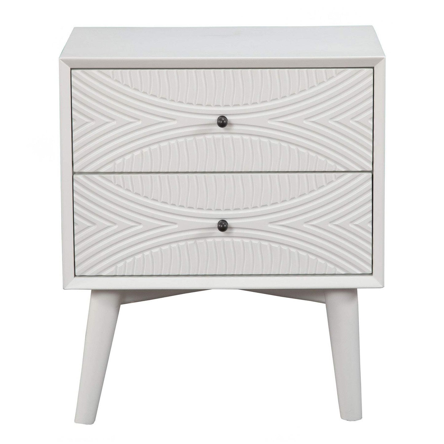White Groovy 1 Drawer Wood Nightstand - Homeroots - Flyclothing LLC
