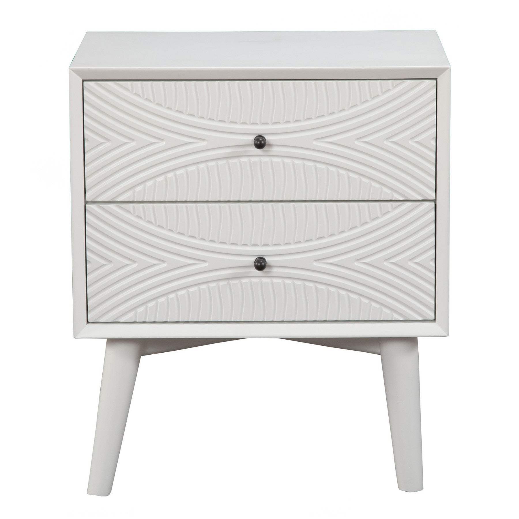 White Groovy 1 Drawer Wood Nightstand - Homeroots - Flyclothing LLC