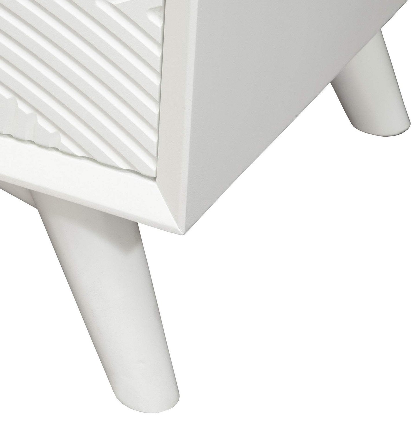 White Groovy 1 Drawer Wood Nightstand - Homeroots - Flyclothing LLC