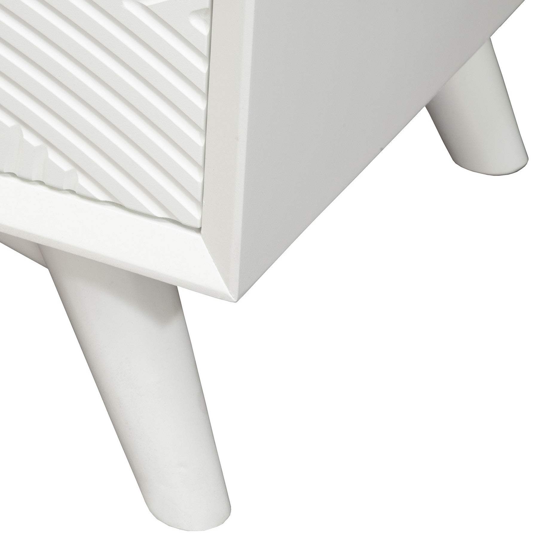 White Groovy 1 Drawer Wood Nightstand - Homeroots - Flyclothing LLC