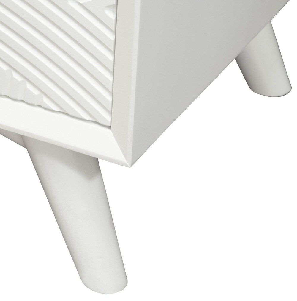 White Groovy 1 Drawer Wood Nightstand - Homeroots - Flyclothing LLC