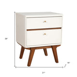 26" White Two Drawer Wood Nightstand - Homeroots - Flyclothing LLC