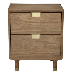 Sandy Brown and Gold 2 Drawer Nightstand - Homeroots