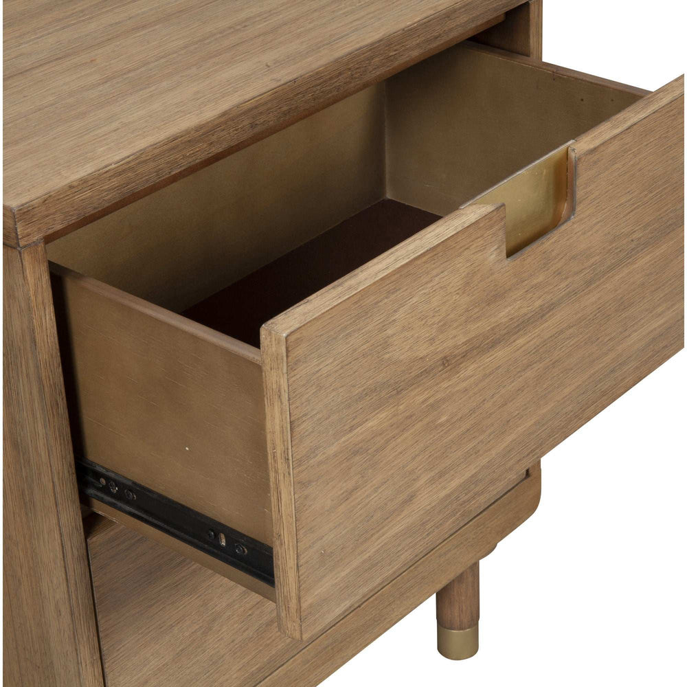 Sandy Brown and Gold 2 Drawer Nightstand - Homeroots - Flyclothing LLC