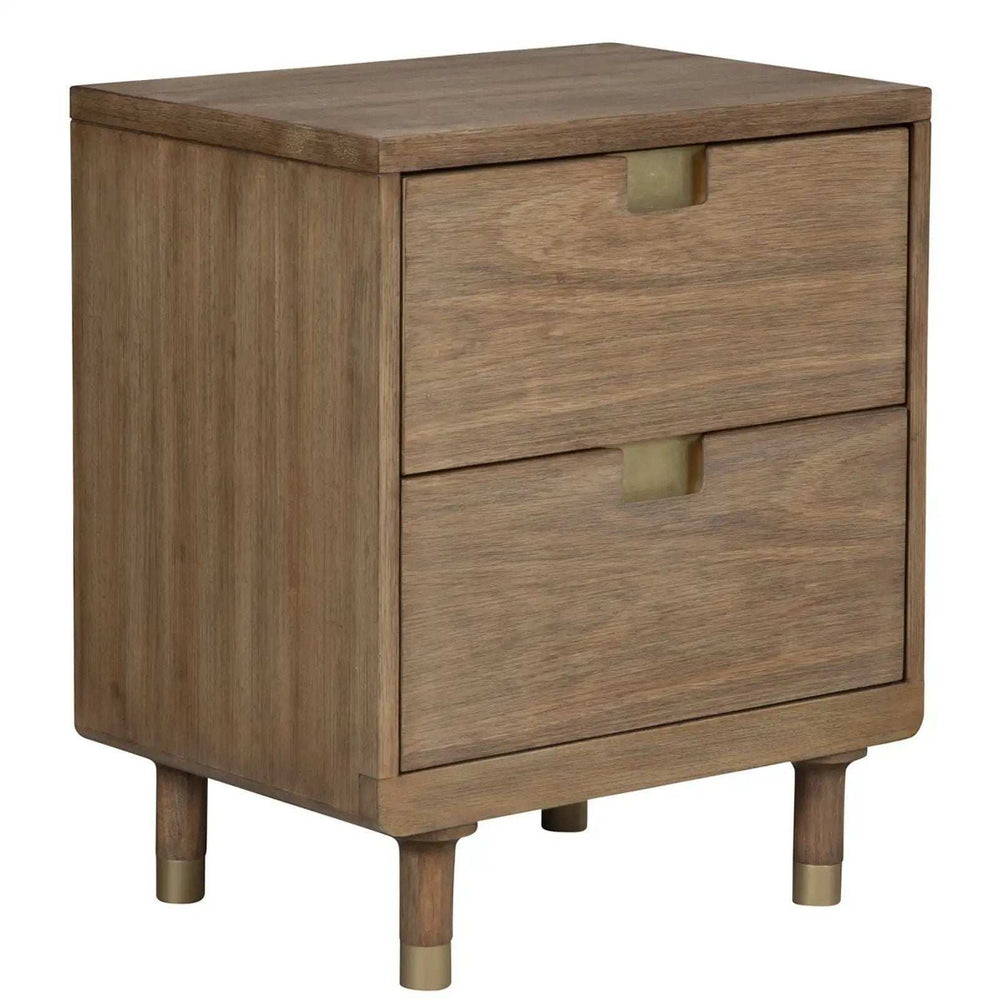 Sandy Brown and Gold 2 Drawer Nightstand - Homeroots - Flyclothing LLC