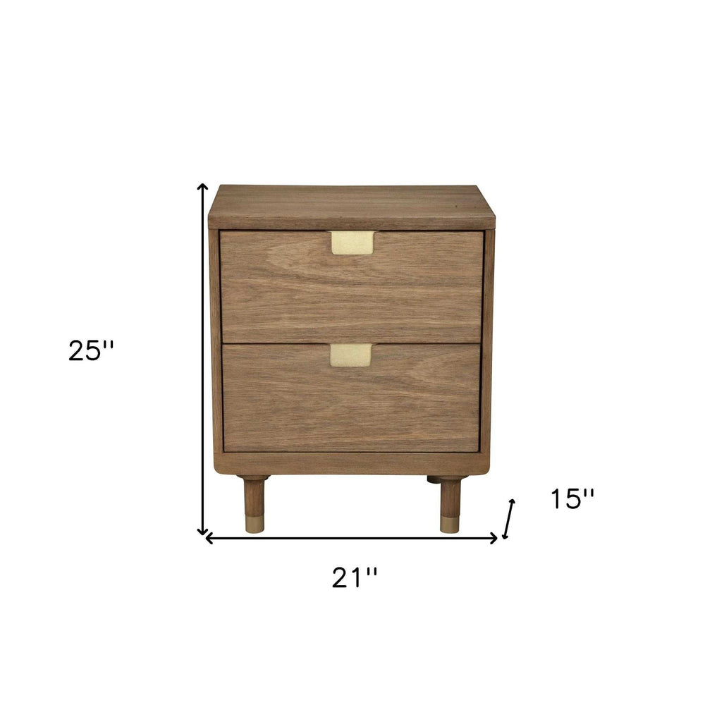 Sandy Brown and Gold 2 Drawer Nightstand - Homeroots - Flyclothing LLC