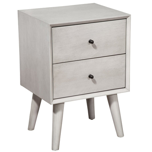 Gray Century Modern Wood 2 Drawer Nightstand - Homeroots