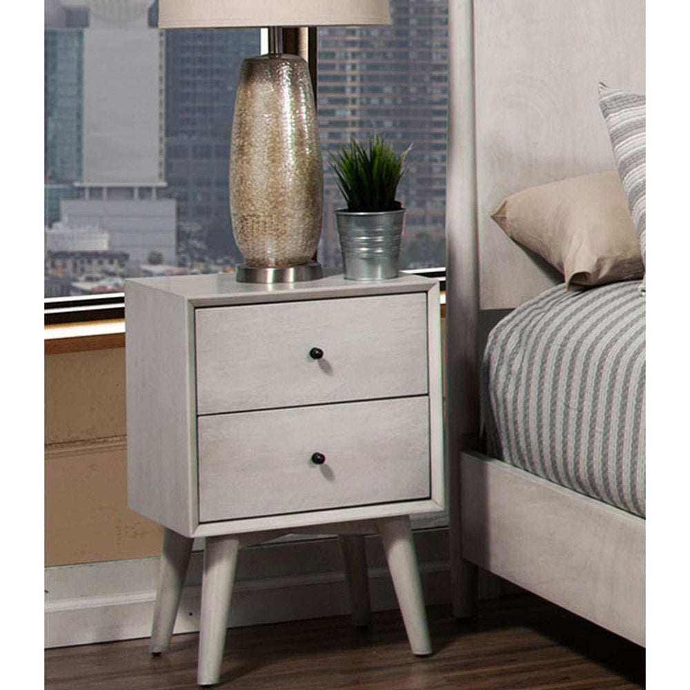 Gray Century Modern Wood 2 Drawer Nightstand - Homeroots - Flyclothing LLC