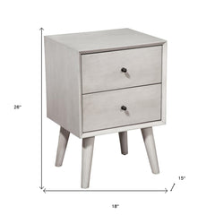 Gray Century Modern Wood 2 Drawer Nightstand - Homeroots