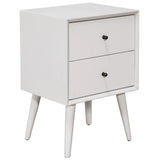 White Century Modern Wood 2 Drawer Nightstand - Homeroots