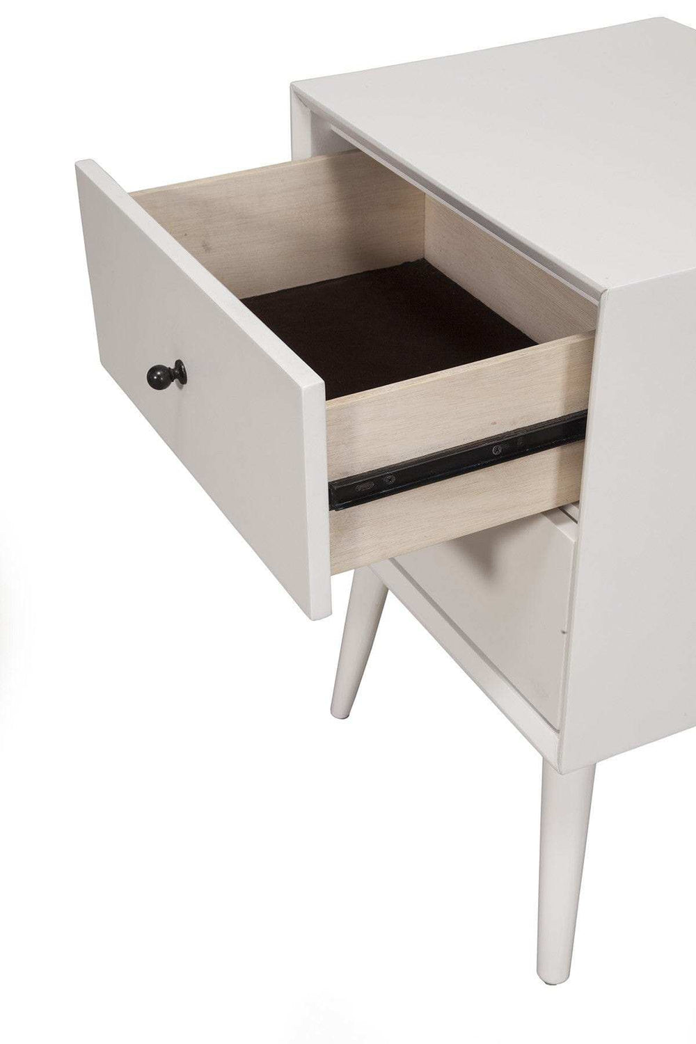 White Century Modern Wood 2 Drawer Nightstand - Homeroots - Flyclothing LLC