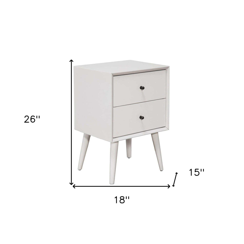White Century Modern Wood 2 Drawer Nightstand - Homeroots - Flyclothing LLC