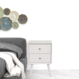 White Century Modern Wood 2 Drawer Nightstand - Homeroots