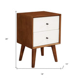 Brown and White Century Modern Wood 2 Drawer Nightstand - Homeroots - Flyclothing LLC