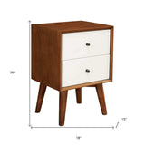 Brown and White Century Modern Wood 2 Drawer Nightstand - Homeroots - Flyclothing LLC