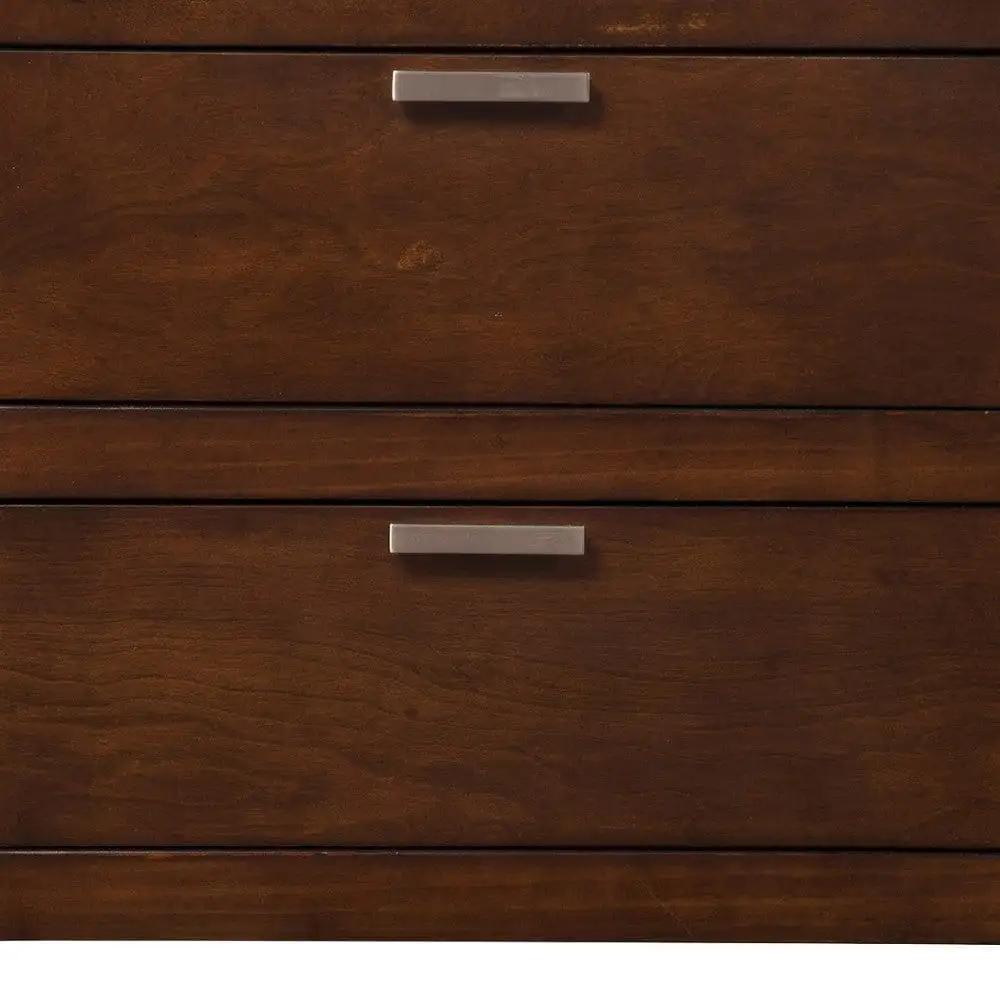 24" Brown Two Drawers Faux Wood Nightstand - Homeroots - Flyclothing LLC