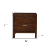 24" Brown Two Drawers Faux Wood Nightstand - Homeroots