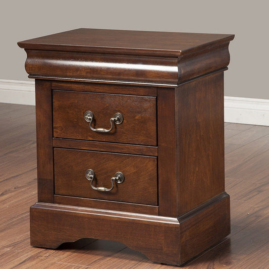 Solid Wood Cappuccino 2 Drawer Nightstand - Homeroots