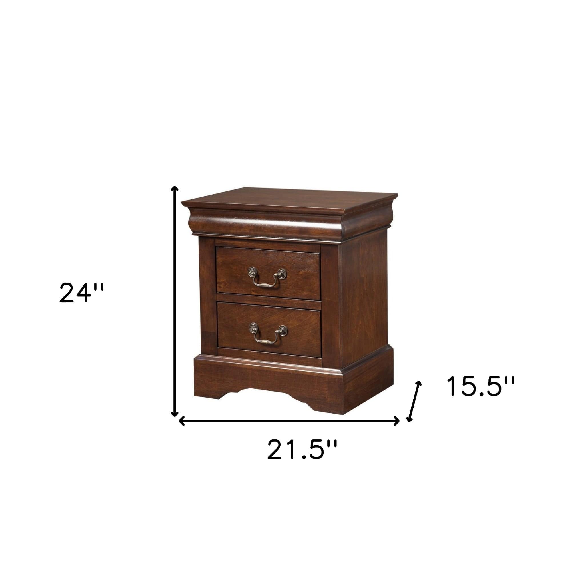 Solid Wood Cappuccino 2 Drawer Nightstand - Homeroots