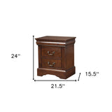 Solid Wood Cappuccino 2 Drawer Nightstand - Homeroots