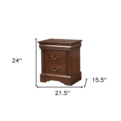 Solid Wood Cappuccino 2 Drawer Nightstand - Homeroots