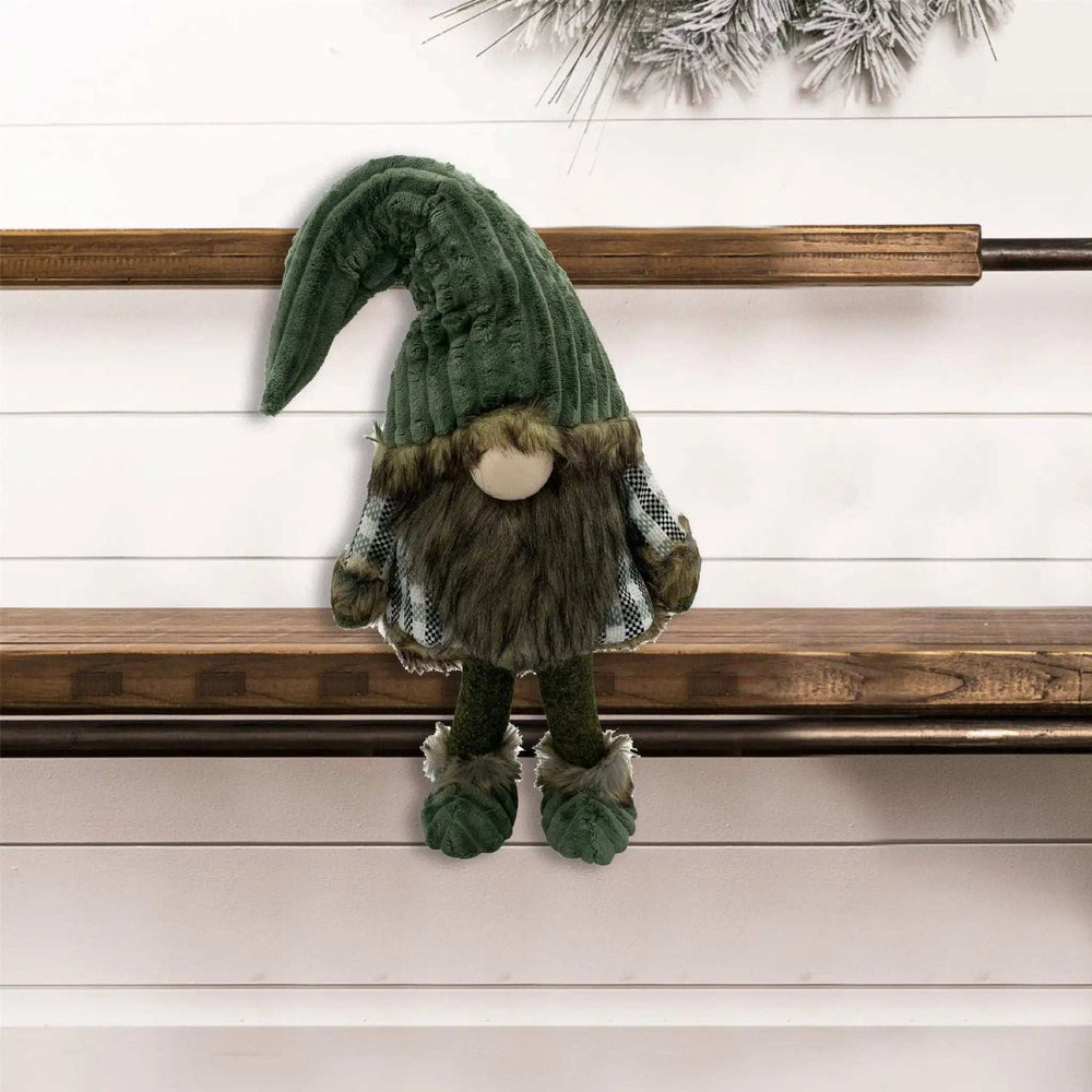 Dark Green and Plaid Fabric Gnome - Homeroots - Flyclothing LLC