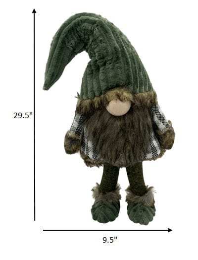 Dark Green and Plaid Fabric Gnome - Homeroots - Flyclothing LLC