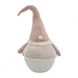 White and Pink Stripe Chubby Gnome - Homeroots