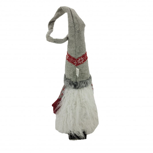 Red and Grey Winter Gnome with Snowflakes - Homeroots