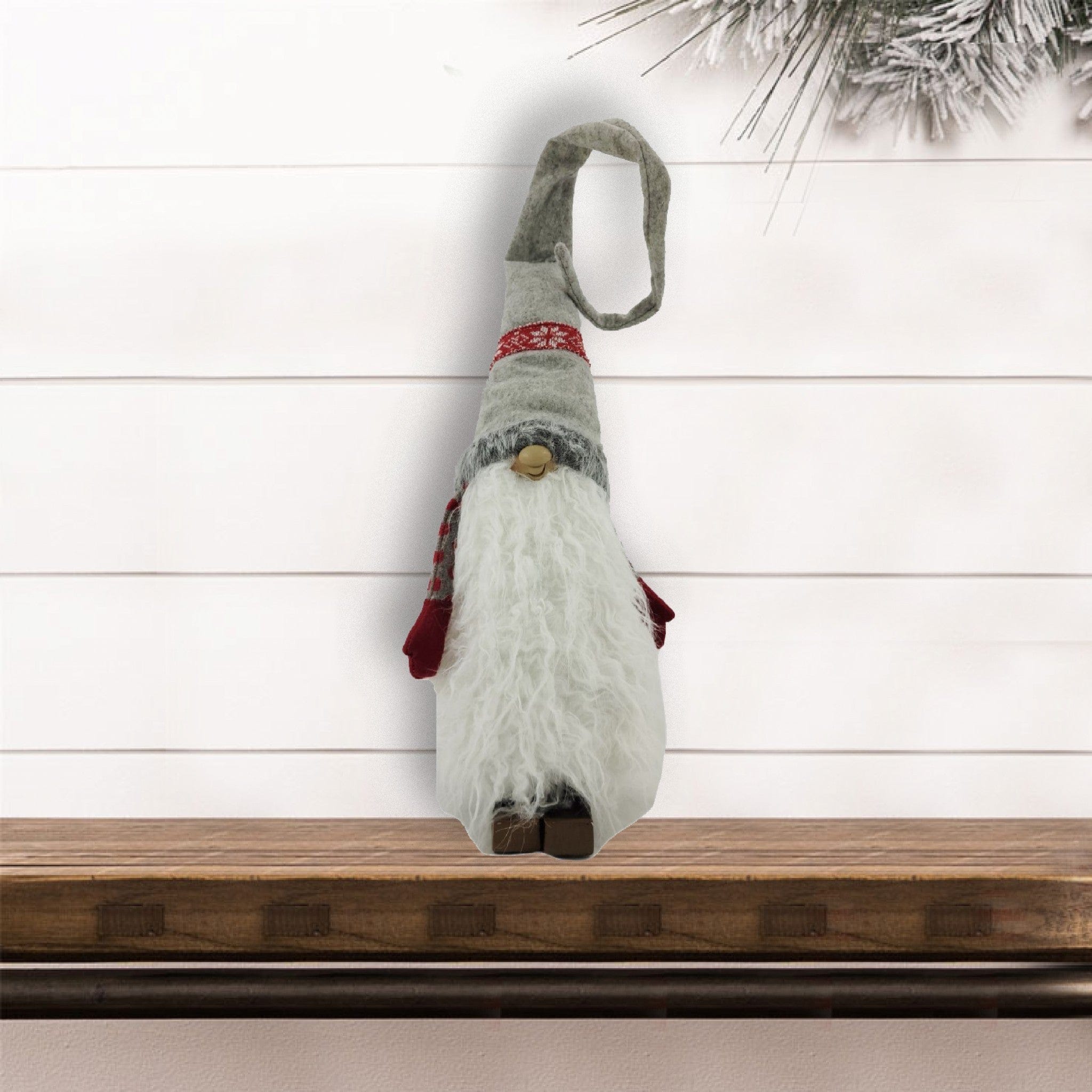 Red and Grey Winter Gnome with Snowflakes - Homeroots