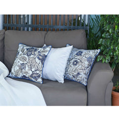 Blue and Gray Leaves Decorative Throw Pillow - Homeroots