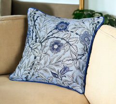 Blue and Gray Leaves Decorative Throw Pillow - Homeroots