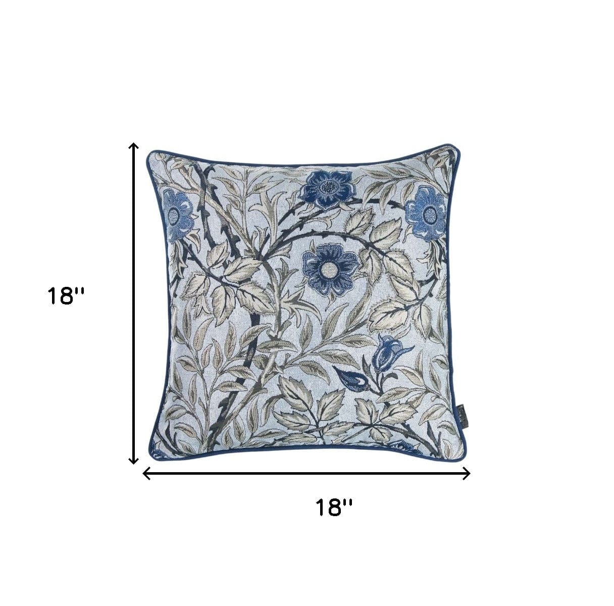 Blue and Gray Leaves Decorative Throw Pillow - Homeroots