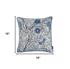 Blue and Gray Leaves Decorative Throw Pillow - Homeroots