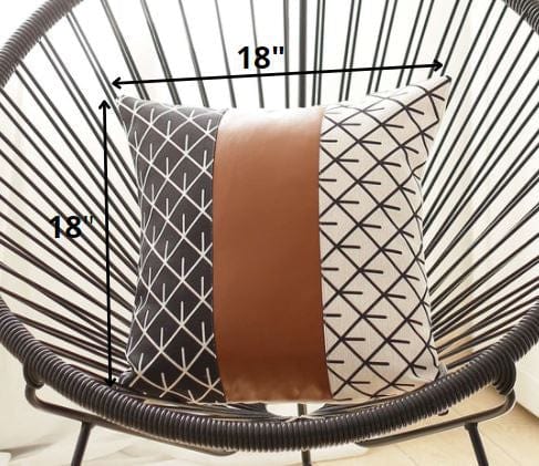 Monochromatic Lattice Faux Leather Throw Pillow - Homeroots