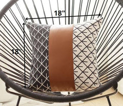 Monochromatic Lattice Faux Leather Throw Pillow - Homeroots