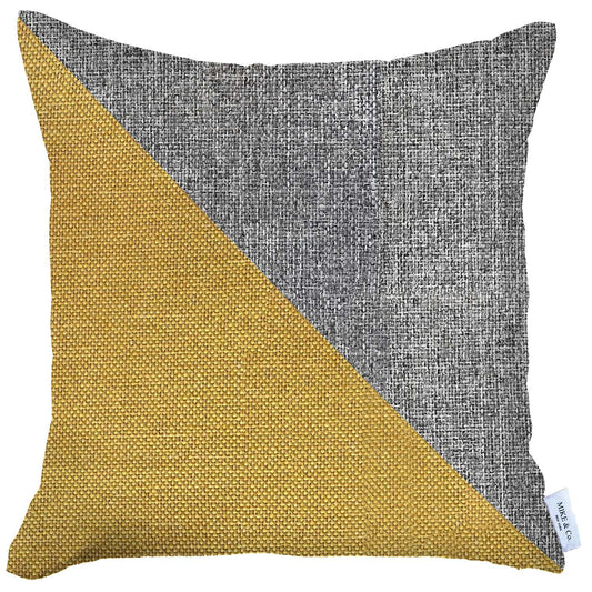 Gray and Yellow Diagonal Decorative Throw Pillow - Homeroots