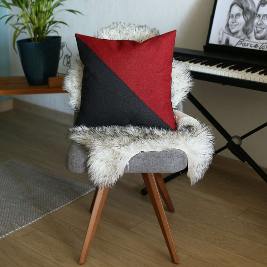 Red and Black Diagonal Decorative Throw Pillow - Homeroots