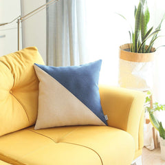 Blue and Ivory Diagonal Decorative Throw Pillow - Homeroots