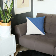 Blue and Ivory Diagonal Decorative Throw Pillow - Homeroots