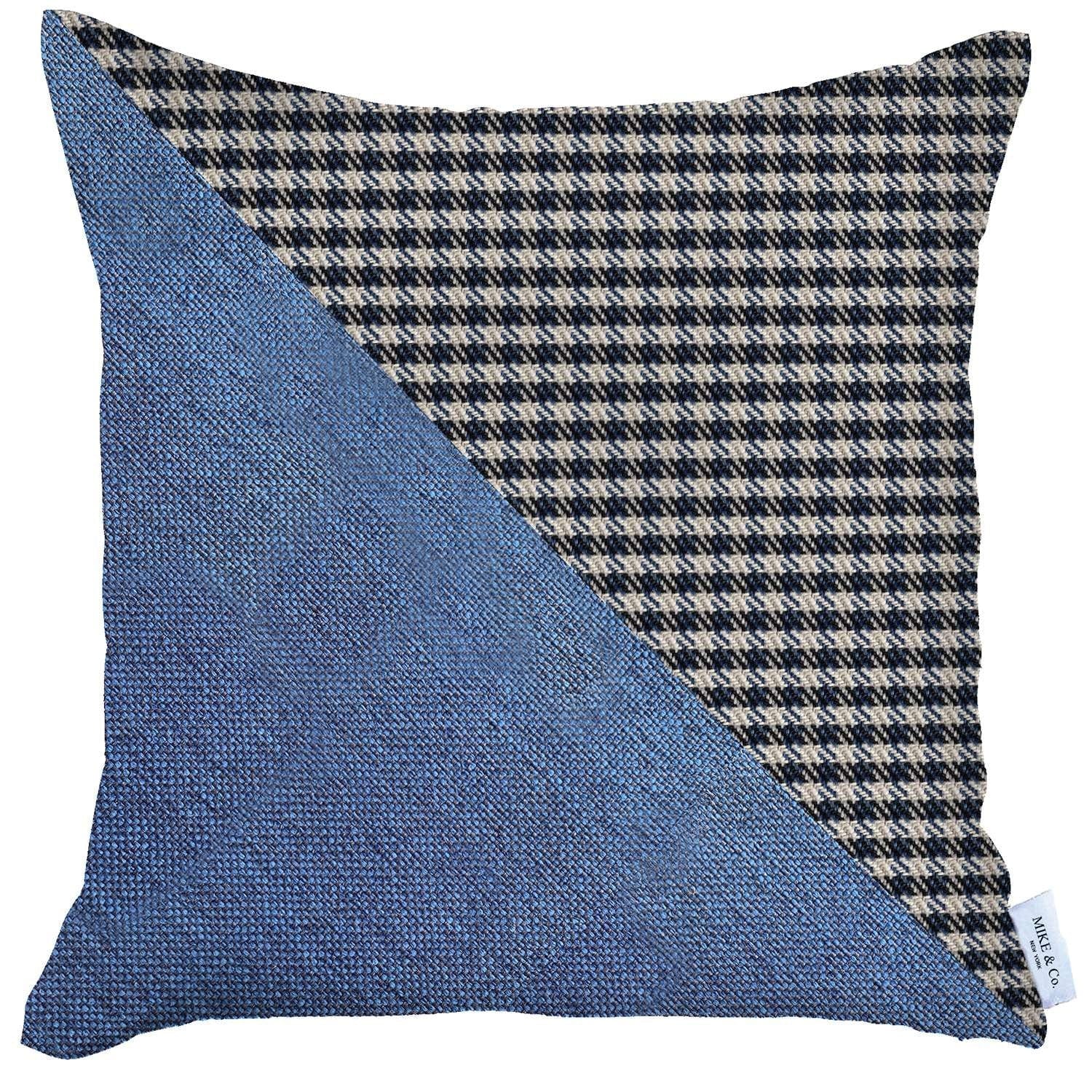 Blue Houndstooth Modern Decorative Throw Pillow - Homeroots