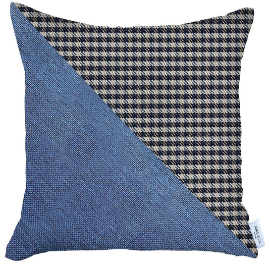 Blue Houndstooth Modern Decorative Throw Pillow - Homeroots