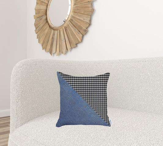 Blue Houndstooth Modern Decorative Throw Pillow - Homeroots