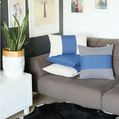 Blue Houndstooth Decorative Throw Pillow - Homeroots