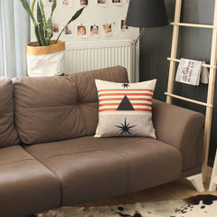 Orange and Ivory Geometric Striped Throw Pillow - Homeroots