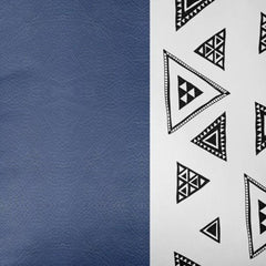 Navy Triangular Motifs Faux Leather Throw Pillow - Homeroots